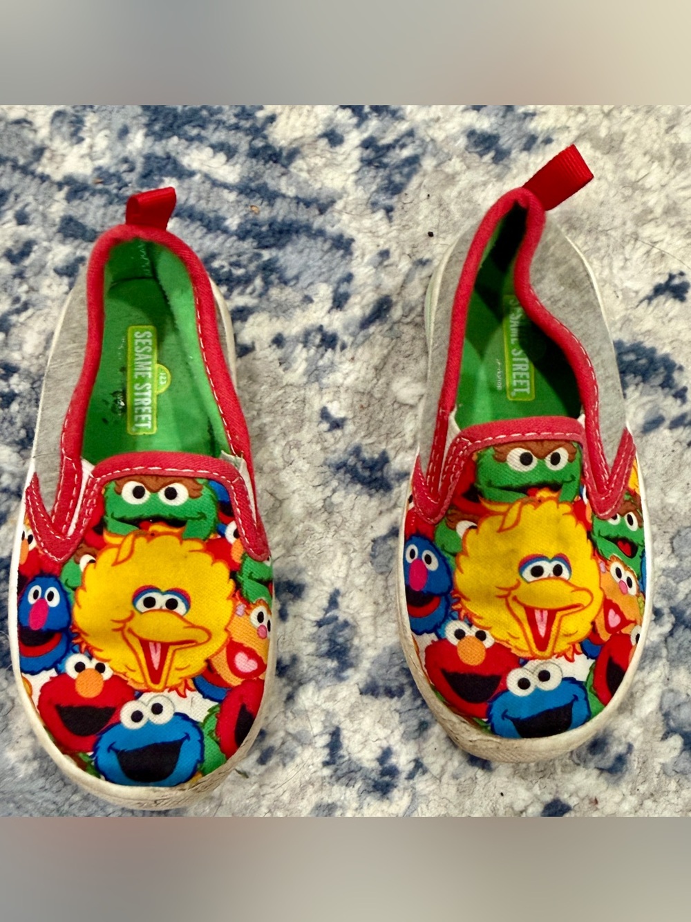 Sesame Street Kids Slip-On Sneakers in Red, Green, Yellow, Blue